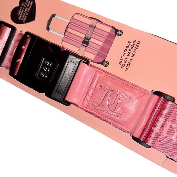 Juicy Couture Pink Adjustable Luggage Suitcase Strap w/ Combination Lock Travel - Picture 6 of 6